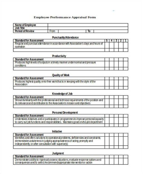 Performance Appraisal Form Word Letter Words Unleashed