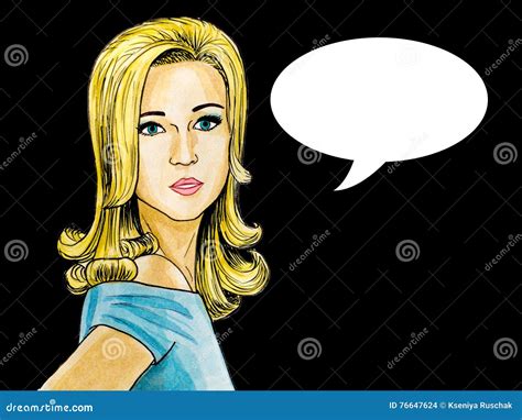 Illustration D Art De Bruit De Femme Blonde Avec La Bulle De La Parole Illustration Stock