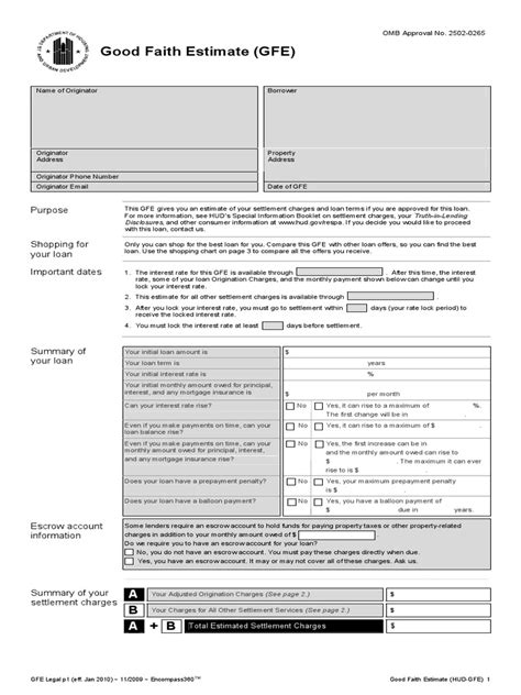 Good Faith Estimate Pdf Title Insurance Loans
