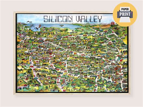 Silicon Valley Map Poster Illustrated California Illustrated - Etsy