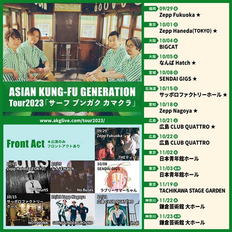 「asian Kung Fu Generation Tour 2023「サーフ ブンガク カマクラ」」出演決定！ Wurts