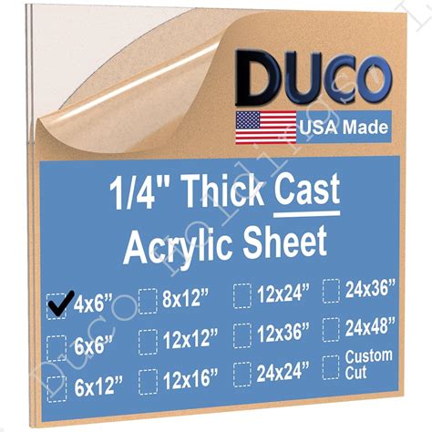 Clear Cast Acrylic Sheets 1 4 Thick Cut To Size Plexiglass 4 X 6 Duco Plus