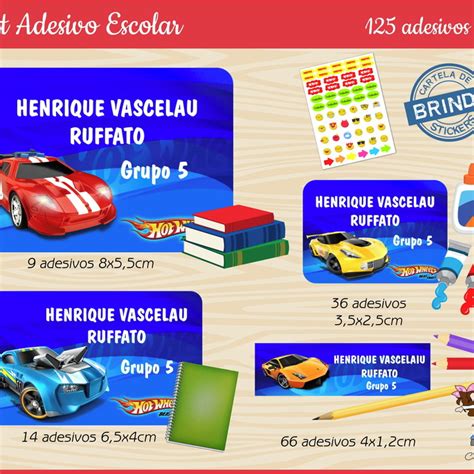 Kit Etiqueta Escolar Hot Wheels Elo Produtos Especiais