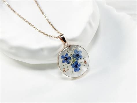 Forget Me Not Flower Necklacepressed Flower Necklacereal Pressed
