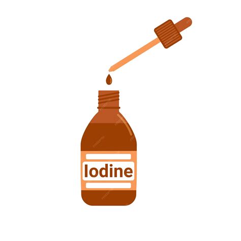 Premium Vector | Open bottle of iodine with a pipette and a drop first