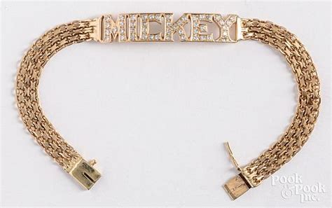 14k Gold And Diamond Mickey Bracelet Sold At Auction On 12th April Pook And Pook