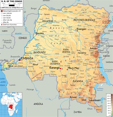 Mapa de la República Democrática del Congo para imprimir