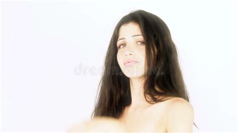 Gorgeous Bored Naked Lady Saying Goodbye Stock Video Footage Video Of Brown Background