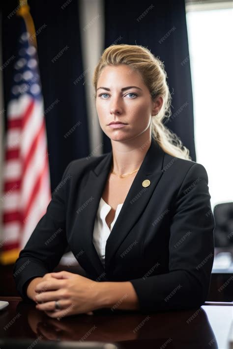 premium photo portrait   confident female politician   office