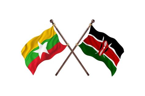 Premium Photo Burma Versus Kenya Two Countries Flags Background