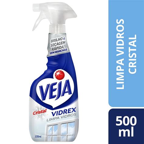 Limpa Vidro Líquido Cristal Veja Vidrex Frasco 500ml Borrifador Pão