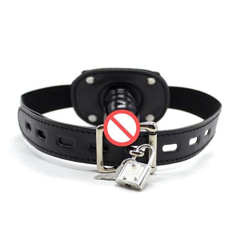 Creative BDSM Bondage Toys Open Mouth Dildo Ball Gag Leather Strap With Lock Slave Erotic