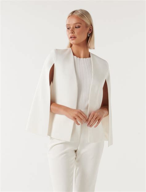 Lara Cape Jacket in White - Size 4 to 16 - Women's Jackets