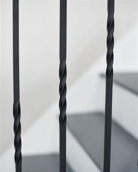 Matte Black Enfield Single Twist Stair Spindle Black Country Metalworks