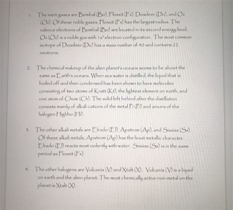 Solved An Alien Periodic Table Viii Ii Iii Iv V Vi Vii Chegg