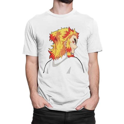 Camiseta Algod O Estampa Anime Demon Slayer Kyojuro Rengoku Cinza