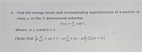 Solved Find The Energy Levels And Corresponding Chegg