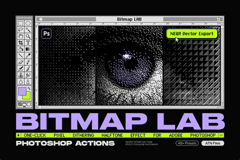 Bitmap Lab One Click Pixel Halftone Action Design Cuts