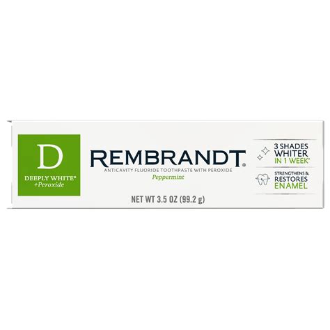 Deeply White + Peroxide Whitening Toothpaste, Peppermint – Rembrandt