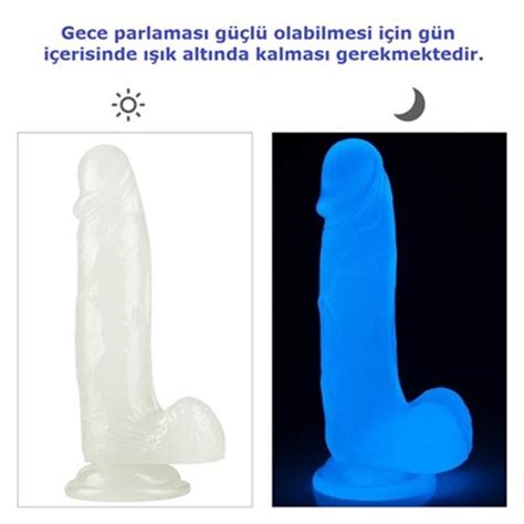 Gece Parlayan Fosforlu Cm Realistik Vantuzlu Effaf Dildo Penis