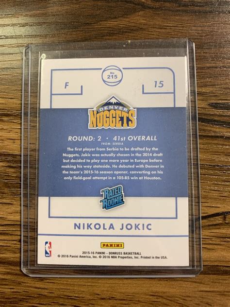 2015 16 Panini Donruss Basketball Nikola Jokic 215 Rated Rookie RC