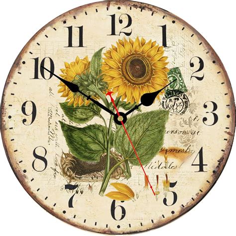 Amazon Taheat Vintage Floral Wall Clock Yellow Summer Sunflower