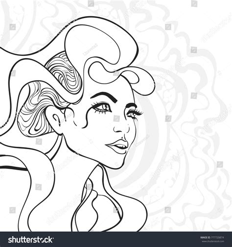 Vector Black White Outline Illustration Young Stock Vector (Royalty