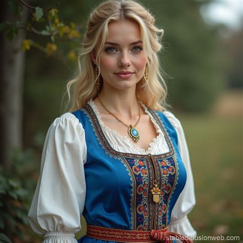 Blonde Ukrainian Woman In Traditional Outfit Stable Diffusion Online