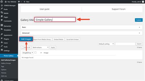 add images  galleries web  center
