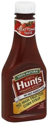 Hunts No Salt Added Tomato Ketchup Oz Nutrition Information Innit