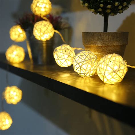 M Rattan Balls Lights Led String Fairy Holiday Christmas Lights