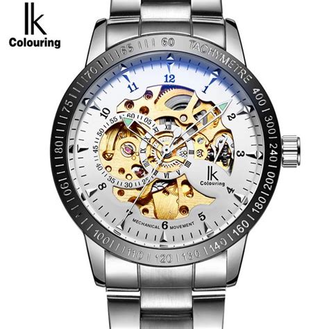 IK Colouring Stainless Steel Luminous Automatic Mechanical Watches Men