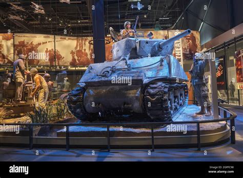 An M4 Sherman Tank In Winter During Wwii At The National Museum Of The