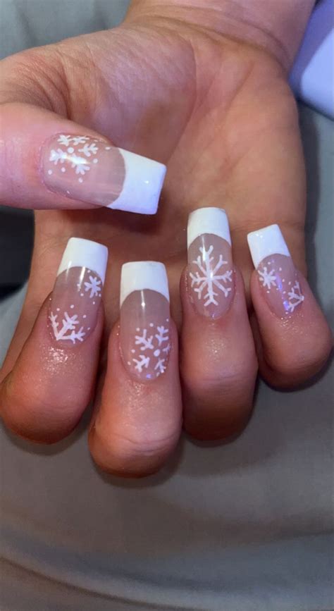 Christmas Winter Snowflake Nails Snowflake Nails Sparkly Acrylic