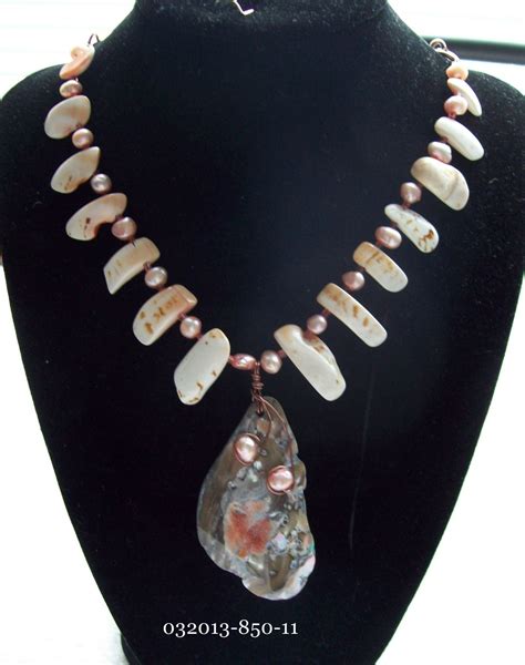 Shell Necklace With Abalone Pendant Barefootbeader46 Etsy