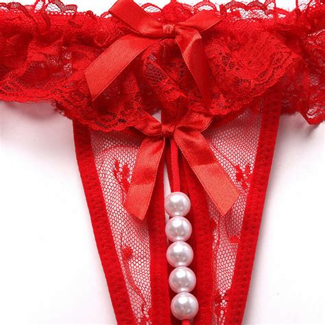 Sexy Womens Crotchles Pearl Panty Lace Thongs G String Lingerie Underwear T Back EBay