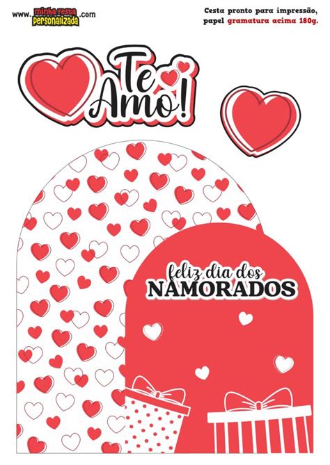 Coração Para Imprimir Dia Dos Namorados - Caixa Cesta Dia dos Namorados Para Imprimir modelo 02 | Cesta dia dos ...