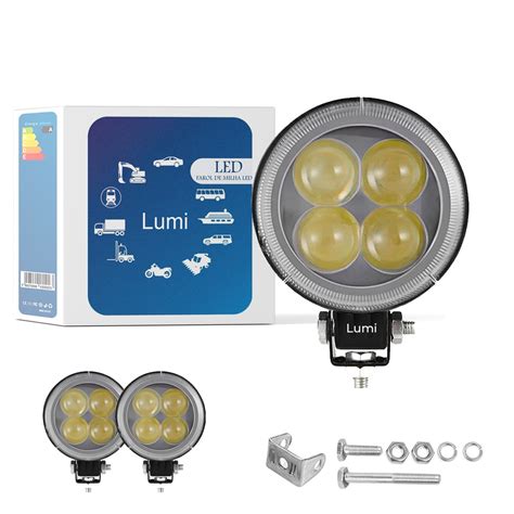 Kit Farol De Milha Led Redondo W V Lumi Power Universal Pronta