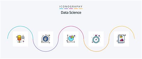 Data Science Line Filled Flat 5 Icon Pack Including Analytics Time