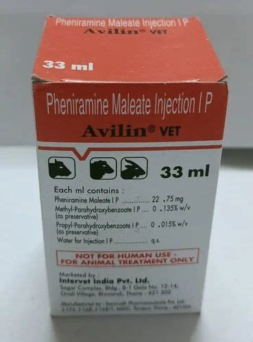 Avilin Vet Injection Pheniramine Maleate Injection At Rs 35vial