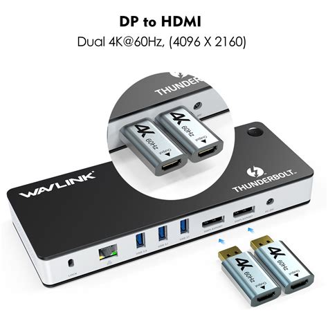 Wavlink UTD21H 60W Host Charging Thunderbolt 3 Docking Station 4K Dual ...