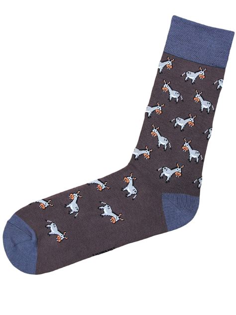 Купить оригинальные высокие коричневые носки с ослами
