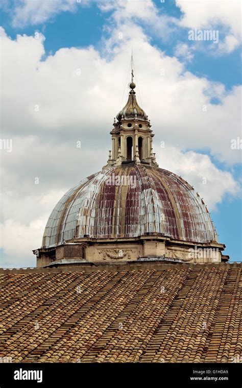 dome  top  saint peters basilica vatican rome italy stock photo