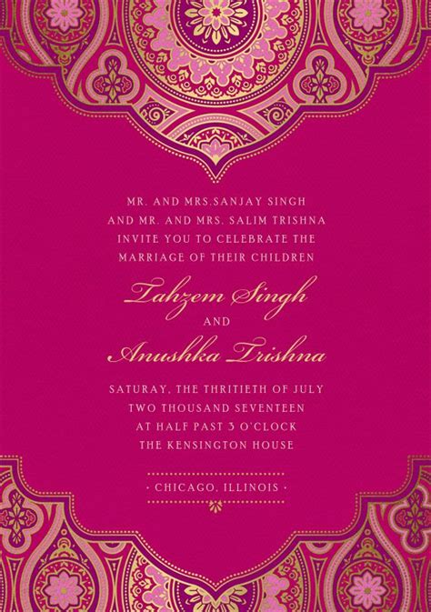 Indian Inspired Invitations In Pink Greenvelope Wedding Card