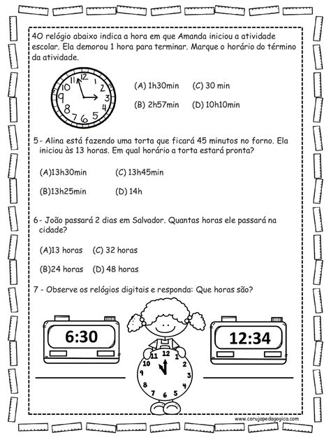 Atividades de Medida de Tempo 4º ANO - Coruja Pedagógica