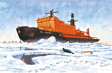 Рисунок ледокола для детей карандашом и красками
