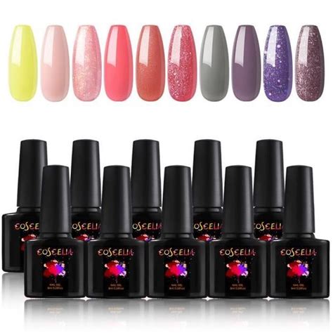 Coscelia Lot Vernis Semi Permanent 10pc Set Vernis à Ongles Gel UV LED