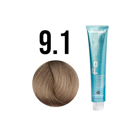 Fanola Crema Colore Permanent Hair Dye 9 1 Very Light Blonde Ash 100 Ml