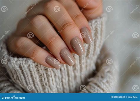 Hand With Neutral Nude Manicure Stock Photo Image Of Modern Style 326054602