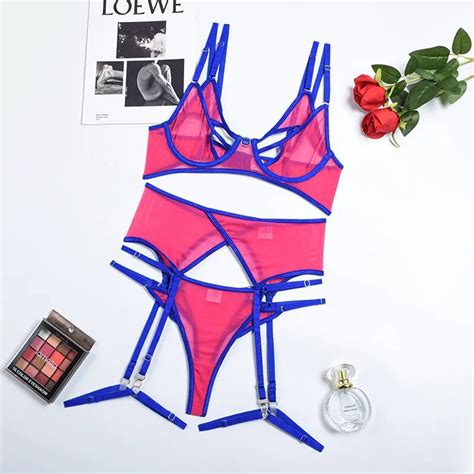 Jual Preorder Swinol Lingerie Sexy Female Underwear See Through Outfits Cut Out Patchwork Bra